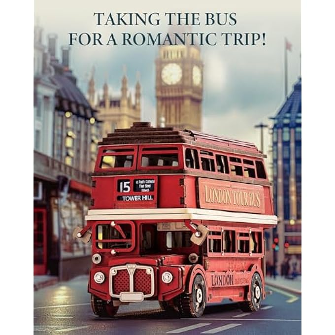 3D PUZZLE WOODEN LONDON TOUR BUS RETRO MODEL KIT FOR ADULTS TO BUILDING, BUILD YOUR OWN WOODEN KIT, CREATIVE GIFT FOR BIRTHDAY AND CHRISTMAS - Image 4